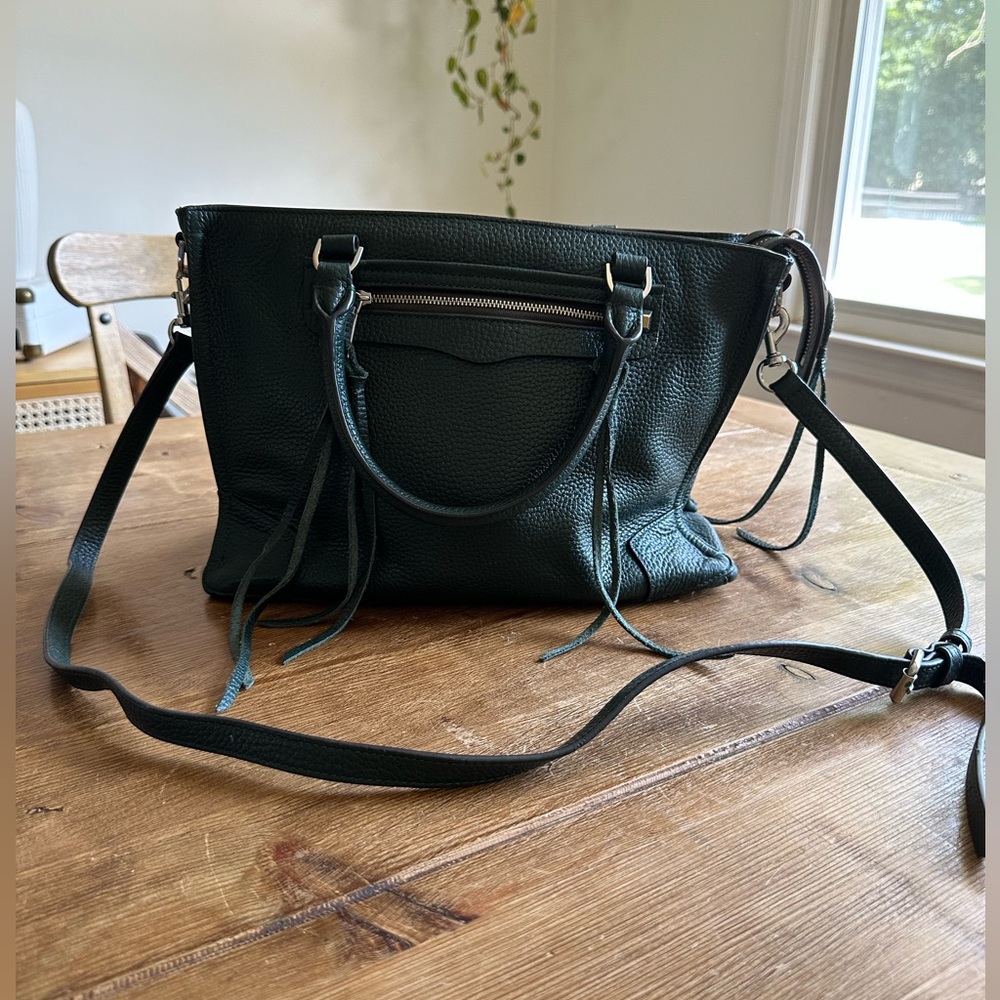 Rebecca minkoff dark green leather tote